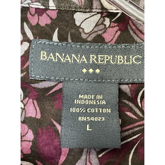 Vintage Banana Republic Shirt Womens Large Floral Sheer Button Up Fall 2007 - Picture 6 of 10